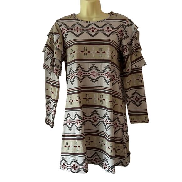 NWT Simply Southern Aztec Print Knit Dress Woman Size Small Mini Aline - Picture 1 of 9